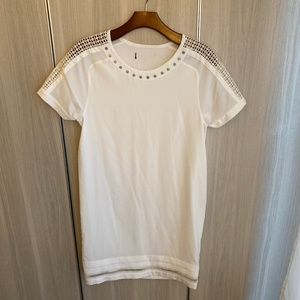 Diesel white oversize midi dress w hardware & lace